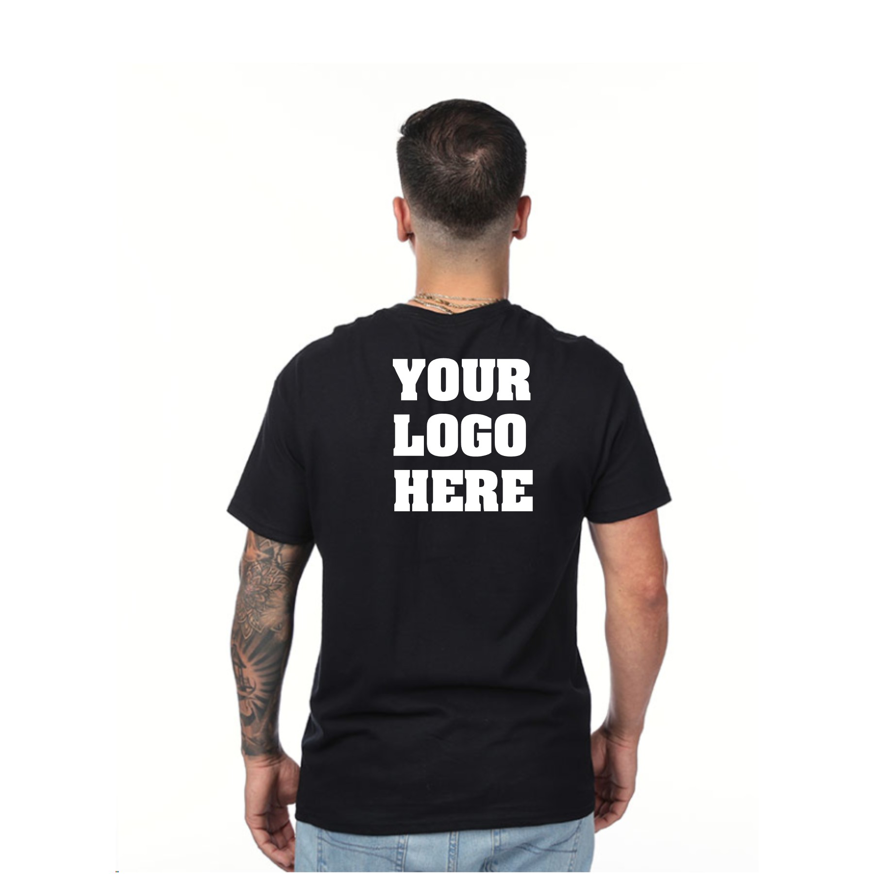 Custom T-Shirt With Back Logo – Gildan Heavy Cotton G500 – Large 11″ Personalized Design - Image 5
