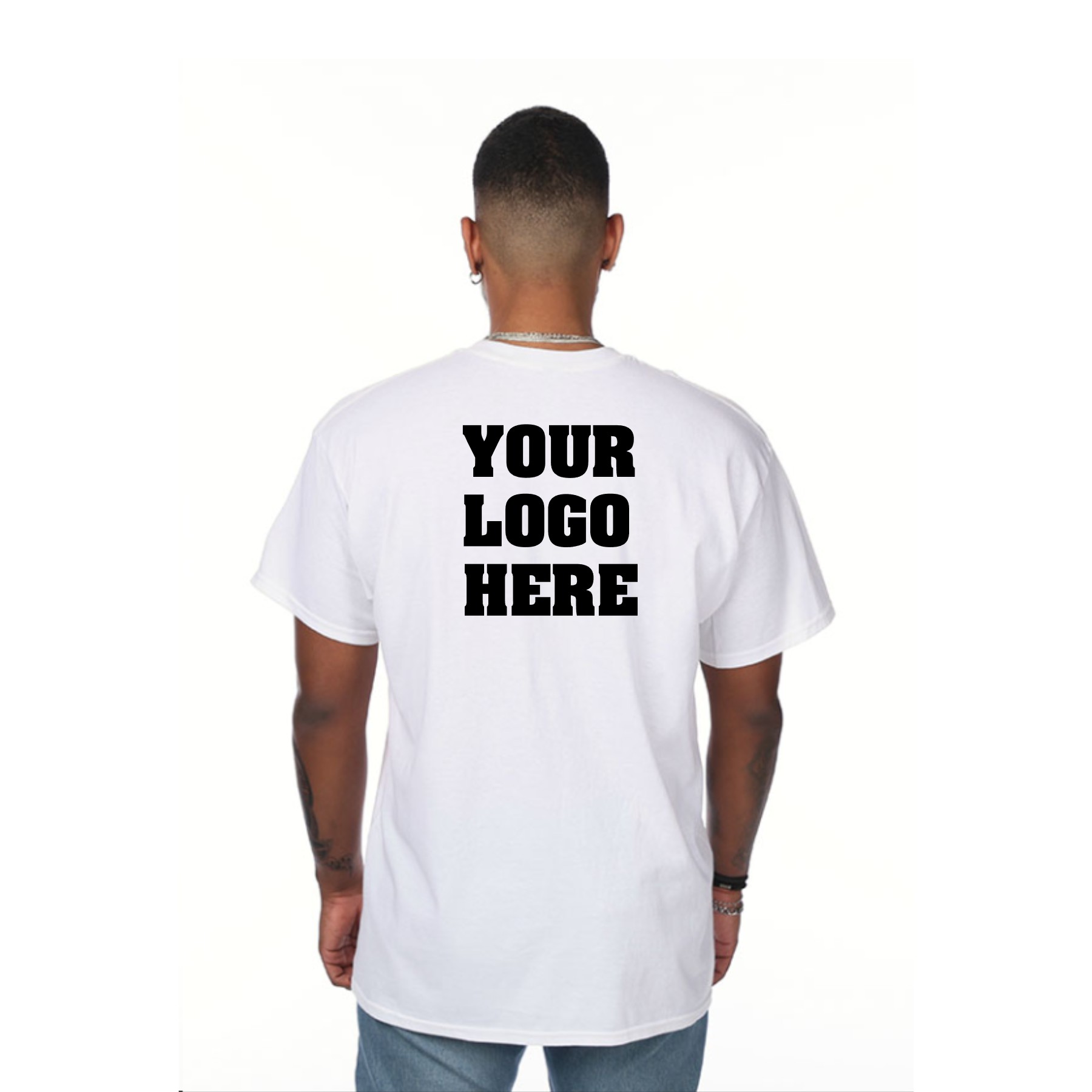 Custom T-Shirt With Back Logo – Gildan Heavy Cotton G500 – Large 11″ Personalized Design - Image 2