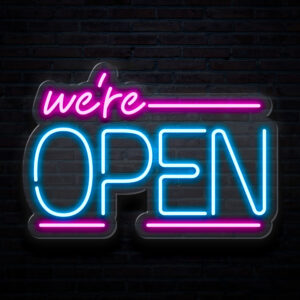 We’re OPEN – Custom LED Neon Sign for Businesses – 18″ x 12.5″