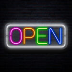 OPEN LED Neon Sign – Multi-Color or Custom Colors for Shops, Cafés & Businesses – 18″ x 7″