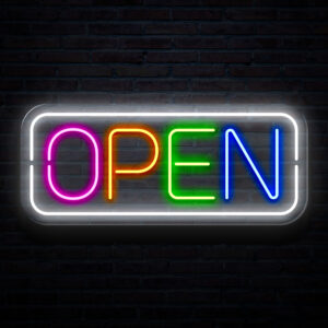 OPEN LED Neon Sign – Multi-Color or Custom Colors for Shops, Cafés & Businesses – 18″ x 7″