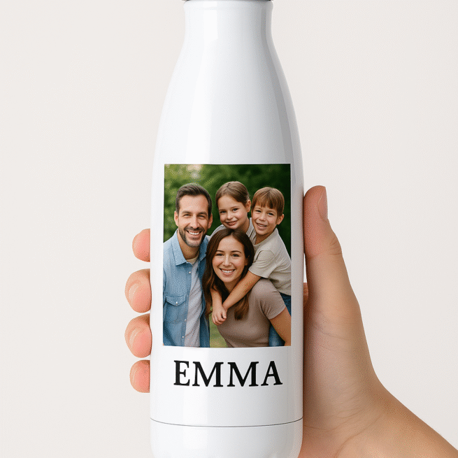 Custom Personalized Water Bottle – 17 oz White Stainless Steel | Your Design, Included