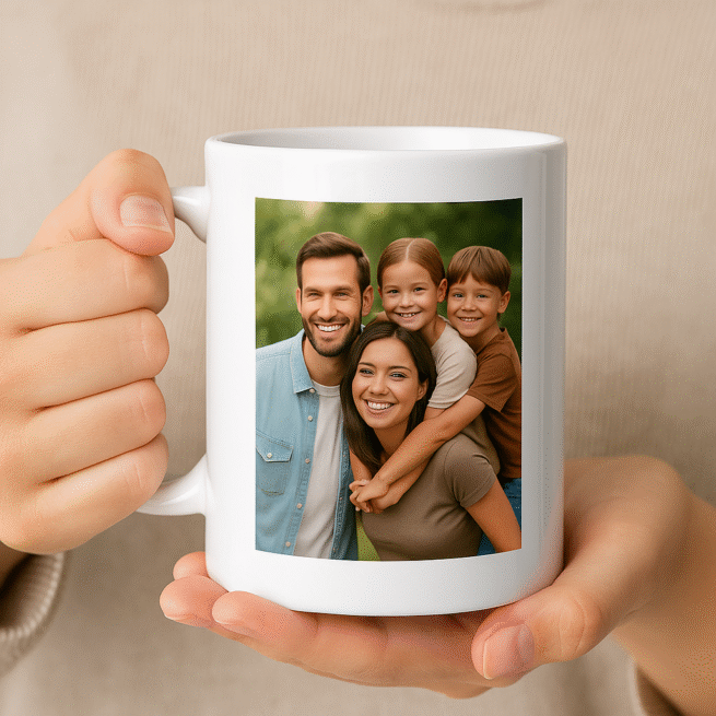 11 oz Personalized Ceramic Mug – Custom Photo, Logo, Text or Design Included | Dishwasher & Microwave Safe