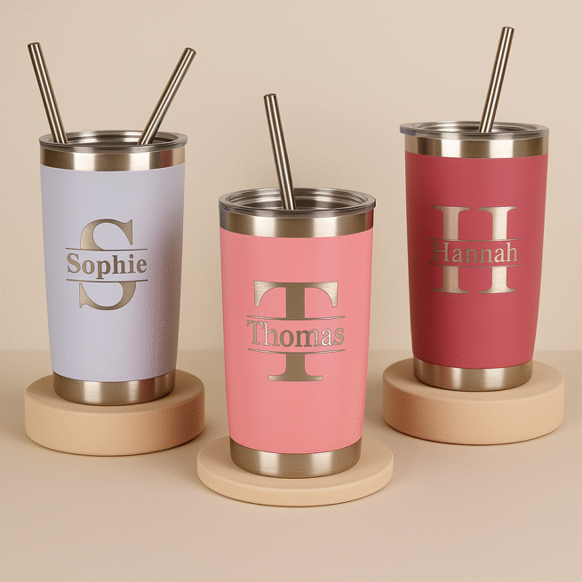 Custom 20 oz Stainless Steel Tumbler with Laser Engraving – Personalized Insulated Travel Mug