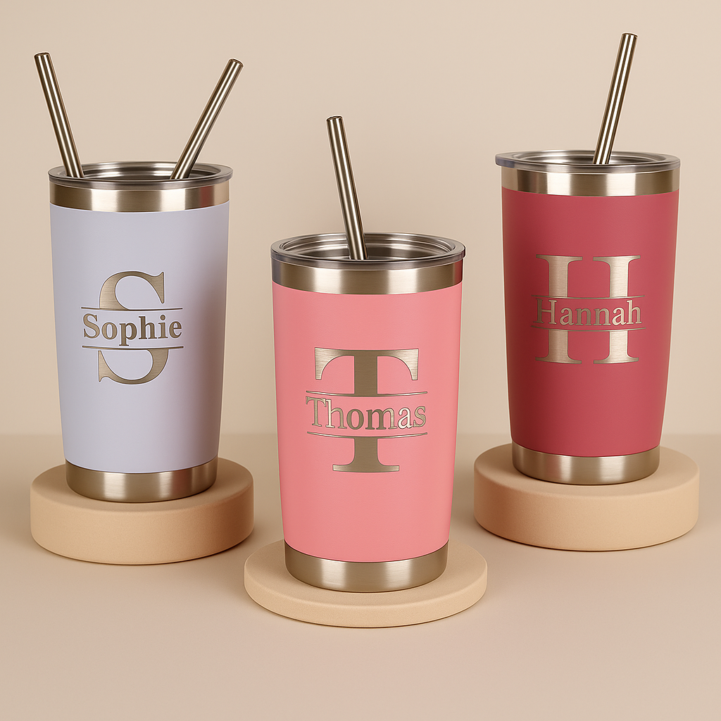 Custom 20 oz Stainless Steel Tumbler with Laser Engraving – Personalized Insulated Travel Mug